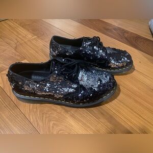 Unique 2-Sides Black/Silver Sequin Dr. Martens